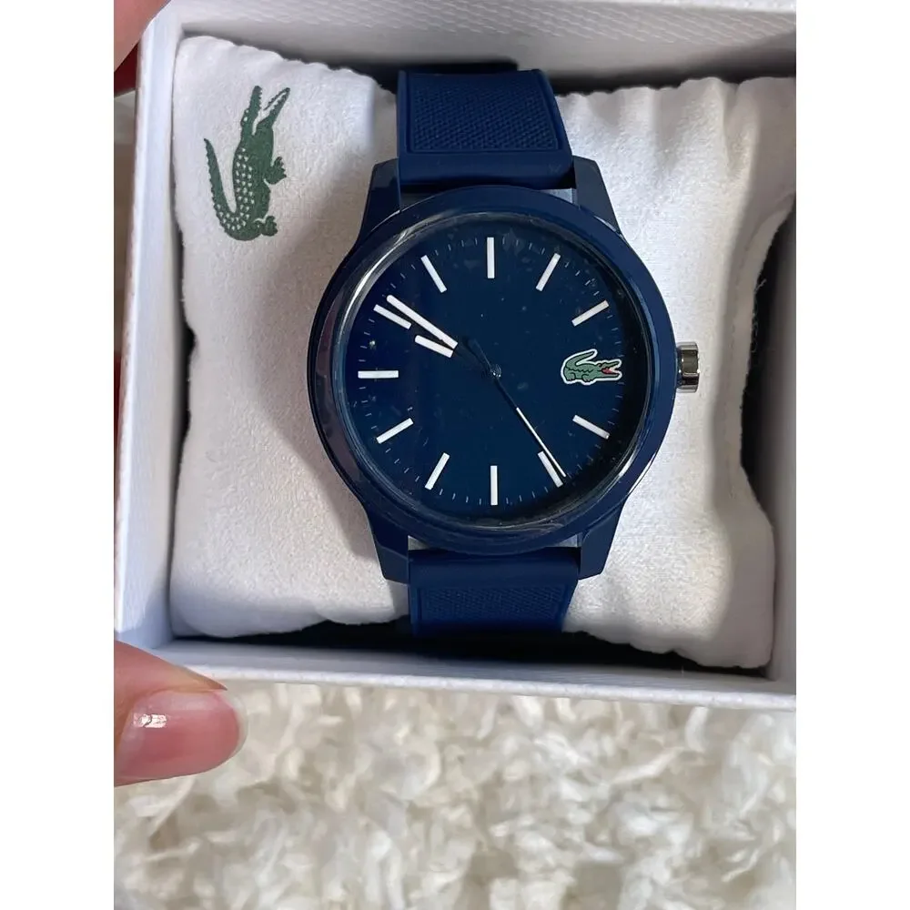 Lacoste L.12.12 Blue Silicone Strap Watch Mens 2010987 Dial Analog Logo NEW - Picture 4 of 9